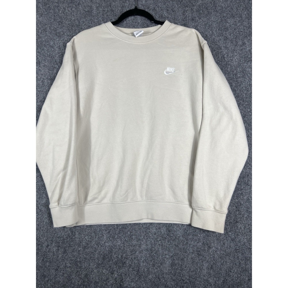 Nike Men's L Cream Off White Crewneck Sweatshirt Small Swoosh Made in Jordan